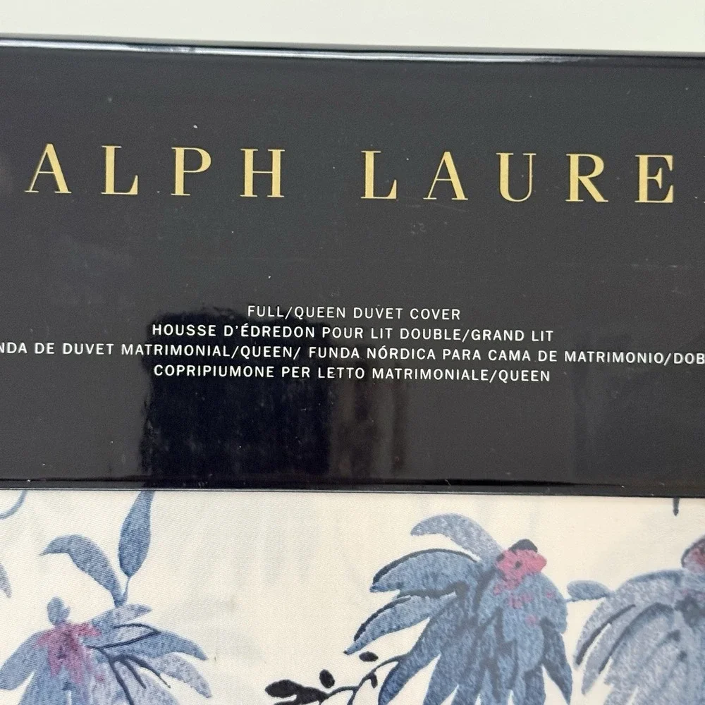 Ralph Lauren Adelaide Floral Queen Duvet Cover 100% Cotton Sateen Blue NWT $355